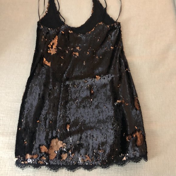 Intimately Free People Seeing Double Gold Sequin Mini Dress - Picture 2 of 6